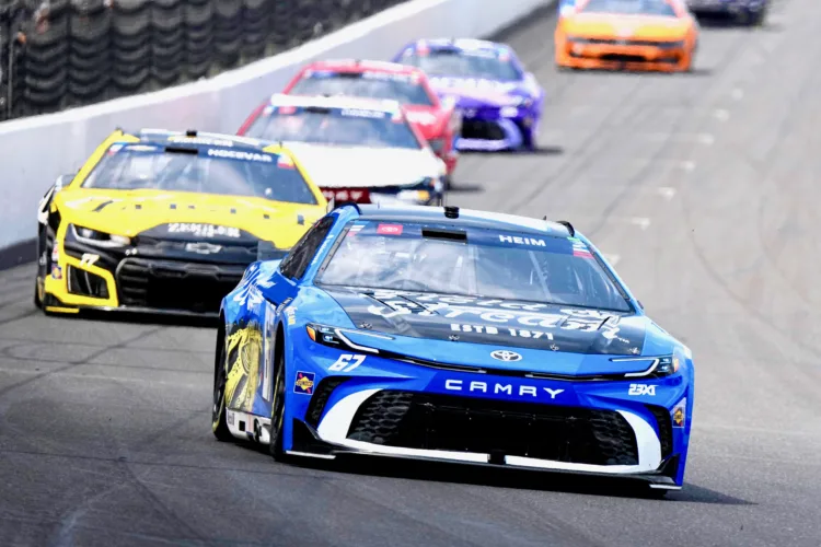 Heim holds on for win at Brickyard 400